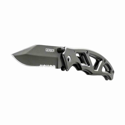 Gerber Gear Paraframe I EDC Folding Pocket Knife, 3" Serrated Edge with Safety Frame Lock, Stainless Steel, Grey
