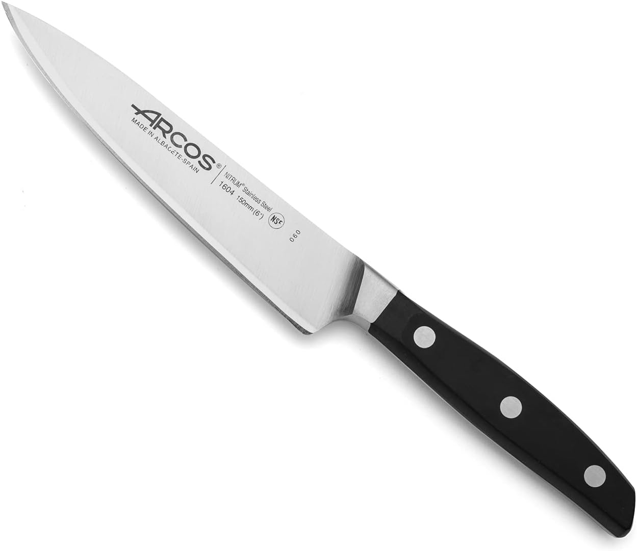 Arcos Forged Paring Knife 4 Inch Stainless Steel. Sharp Kitchen Knife for Peeling Fruits and Vegetables. Ergonomic Polyoxymethylene Handle and 100mm Blade. Series Manhattan. Color Black