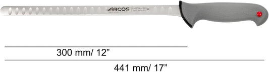Arcos Serie Colour Proof - Salmon Knife Fish Knife - 12" Blade Nitrum Stainless Steel - Polypropylene Handle Covered by Elastomer in Black Color - Ideal for Professional Use and Hygiene