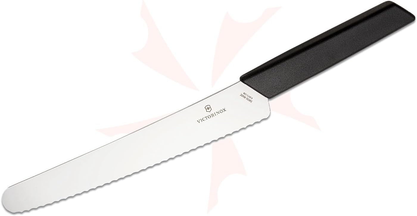VICTORINOX 2 Piece Santoku and Bread Knife Set, Black, Light & Sharp for Various Foods, Dishwasher Safe, Swiss Madan, Gift Box, 6.9093.22G
