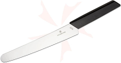 VICTORINOX 2 Piece Santoku and Bread Knife Set, Black, Light & Sharp for Various Foods, Dishwasher Safe, Swiss Madan, Gift Box, 6.9093.22G