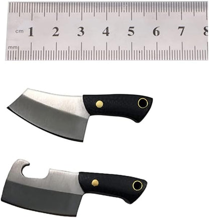 2pcs Stainless Steel Portable Mini Pocket Knife Small Knife Tiny Thumb Multitool Box Cutter Tools (Chef Knife)