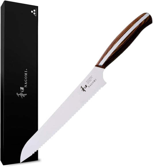 [NAGOMI] 8.5 inch Premium Slicing Knife, Stainless Steel HRC58 Carving Knife for Slicing Roasts, Meats, Sashimi, Fruits and Vegetables | Black Stylish Gift Box