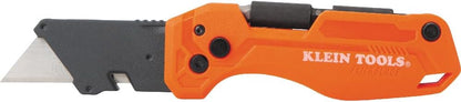 Klein Tools 44306 FLICKBLADE 2-in-1 Folding Utility Knife and Scraper with Built-In Blade Storage, Dual Locking Positions, Includes 3 Triple-Ground Carbon Steel Blades