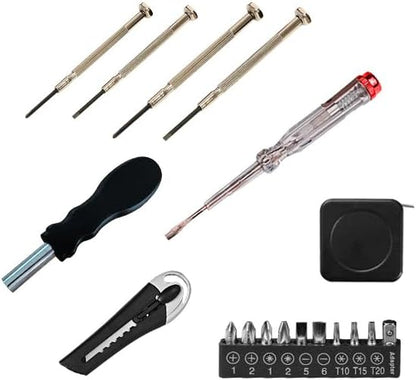 18-Piece Home Tool Kit - Complete Repair Set with Screwdrivers, Precision Bits, Utility Knife & Organized Storage Case for DIY Household & Emergency Repairs