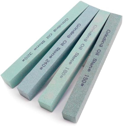4Pcs Square Sharpening Stone Set -Grits 150#, 180#, 240#, 320# Green Silicon Carbide Honing Whetstone Kit for Moldels, Metal & Knife Cutting Tools (150 * 20 * 10mm)
