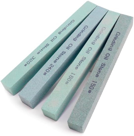 4Pcs Square Sharpening Stone Set -Grits 150#, 180#, 240#, 320# Green Silicon Carbide Honing Whetstone Kit for Moldels, Metal & Knife Cutting Tools (150 * 20 * 10mm)