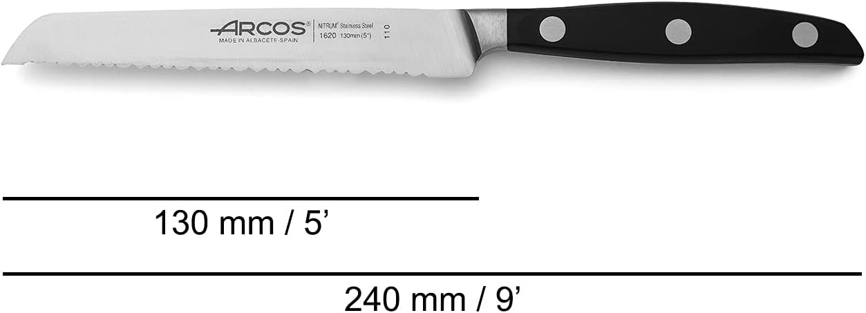 Arcos Forged Paring Knife 4 Inch Stainless Steel. Sharp Kitchen Knife for Peeling Fruits and Vegetables. Ergonomic Polyoxymethylene Handle and 100mm Blade. Series Manhattan. Color Black