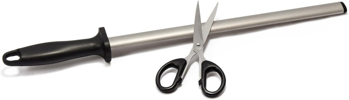 Professional Diamond Knife Sharpener, 12 Inch Oval Honing Rod with Ergonomic PP Handle, Durable Sharpening Steel for Polishing Chef Kitchen Knives