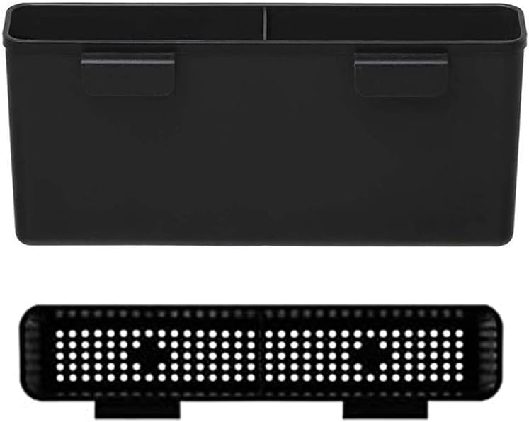 SANNO Dish Rack Utensil Holder, Hanging Cutlery Drainer Caddy with Hooks, 2 Compartment Flatware Organizer for Forks, Spoons, Knives, Fits Over Most Dish Drying Racks, Black