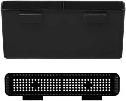 SANNO Dish Rack Utensil Holder, Hanging Cutlery Drainer Caddy with Hooks, 2 Compartment Flatware Organizer for Forks, Spoons, Knives, Fits Over Most Dish Drying Racks, Black