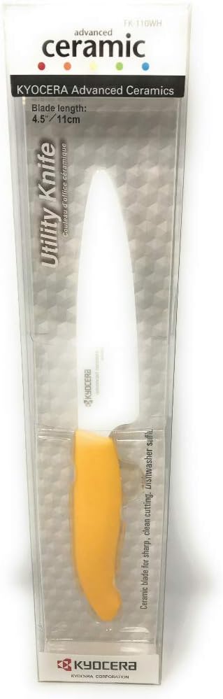 Kyocera Advanced Ceramic Revolution Series 4.5-inch Utility Knife, Red Handle, White Blade