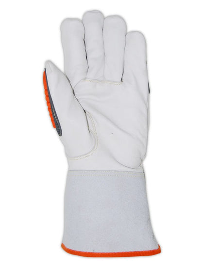 MAGID T-REX TRX848 Inferno Welder's Gloves, ANSI A4 Cut Resistant, EN 407 L4 Flame, Cow Grain Leather, 3.5" Gauntlet, Para-Aramid Liner, Hi-Vis Orange/Gray TPR, Size 10/XL, 1 Pair