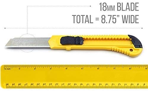 Tape King Utility Knife Set (12 Pack) | 18mm Wide Blade Box Cutter | Retractable Design, Compact And Versatile for Home, Crafts, Warehouse, Cartons, Cardboard, Office Supplies and Packaging