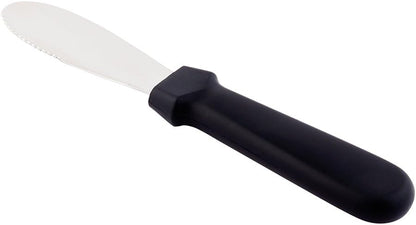 Restaurantware Met Lux 8.8 Inch x 1.3 Inch Butter Spreader 1 Dishwasher-Safe Sandwich Spreader - Plastic Handle Corrosion-Resistant Black Stainless Steel Spreading Knife For Slicing Or Spreading