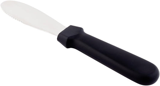 Restaurantware Met Lux 8.8 Inch x 1.3 Inch Butter Spreader 1 Dishwasher-Safe Sandwich Spreader - Plastic Handle Corrosion-Resistant Black Stainless Steel Spreading Knife For Slicing Or Spreading