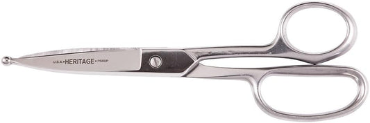 Klein Tools G758BP Scissors, Made in USA, Straight Trimmer with Ball Point for Poultry Venting, Stainless Steel, 8-Inch