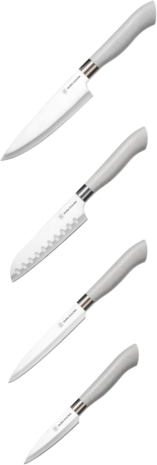 DURA LIVING 14-Piece Color-Coded Knife & Cutting Board Set – Razor-Sharp Stainless Steel Blades with Blade Guards, 4 Multi-Color Flexible Cutting Mats
