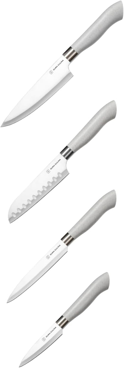 DURA LIVING 14-Piece Color-Coded Knife & Cutting Board Set – Razor-Sharp Stainless Steel Blades with Blade Guards, 4 Multi-Color Flexible Cutting Mats