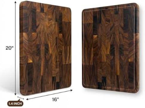 Babilonia Walnut Cutting Board - 17" x 13" x 1" Professional and Heavy Duty Non Toxic Wood Chopping Board, Wooden Charcuterie Boards & Butcher Block with Handles (Oil Bottle Included)