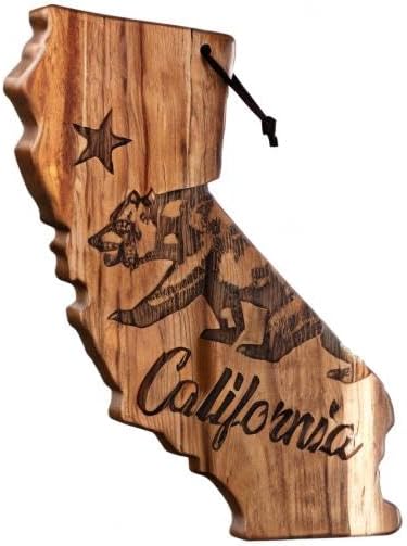 Totally Bamboo Rock & Branch Origins Series New York State Shaped Cutting Board and Charcuterie Serving Tray, Includes Hang Tie for Wall Display