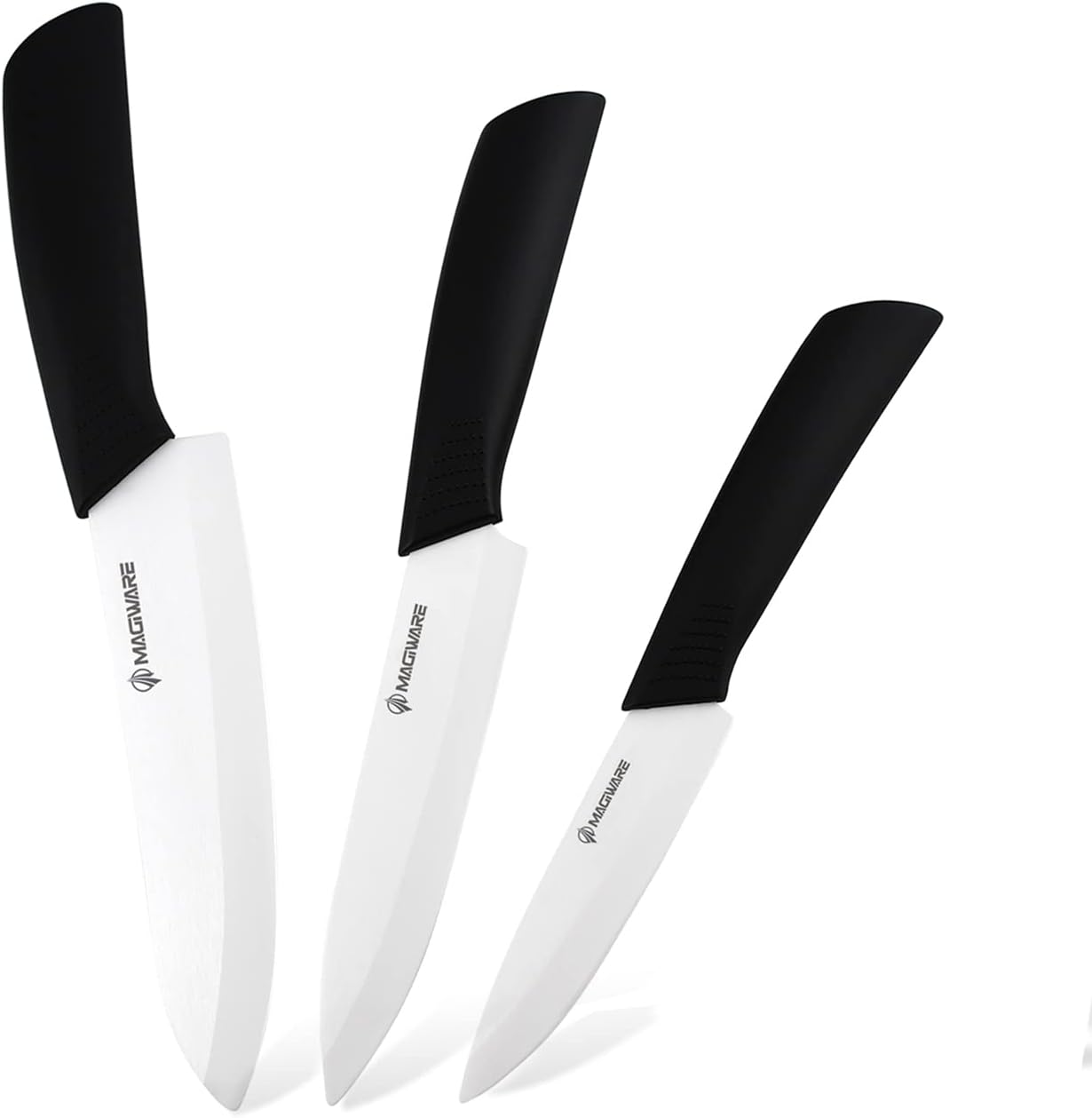 Magiware Ceramic Knives, Ceramic Knife Set with Sheaths Cover -Sharp Longer Never Rust (include 6 Inch Chef Knife, 5inch Utility Knife, and 4 Inch Paring Knife