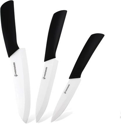 Magiware Ceramic Knives, Ceramic Knife Set with Sheaths Cover -Sharp Longer Never Rust (include 6 Inch Chef Knife, 5inch Utility Knife, and 4 Inch Paring Knife