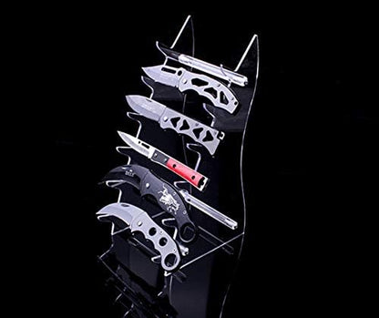 2 Sets Six Layers Heavy Duty acrylic Knife Display Stands,Pocket Knives Cabinet Holder,Hunting Survival Knife Rack