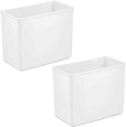 mDesign Plastic Adhesive Mount Storage Organizer Container for Kitchen or Pantry Wall Organization - Space Saving Holder for Sandwich Bags, Foil - 6" Wide - Poppon Collection - 2 Pack - White