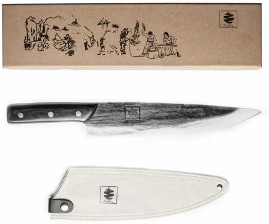 COOLINA Daozi 8" Butcher Knife, Hand-Forged High-Carbon Steel Cleaver for Heavy-Duty Meat Cutting, Slicing, Chopping, Brisket & BBQ, Full-Tang Forged Blade with Ergonomic Wood Handle