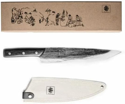 COOLINA Daozi 8" Butcher Knife, Hand-Forged High-Carbon Steel Cleaver for Heavy-Duty Meat Cutting, Slicing, Chopping, Brisket & BBQ, Full-Tang Forged Blade with Ergonomic Wood Handle