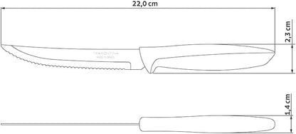 Tramontina Kitchen Knives Set of 6, Serrated Fruit Tomato Cooking Knife, Vegetable Chopper Peeler, Stainless Steel, Multipurpose, Pointed Tip, Brown, 23498454