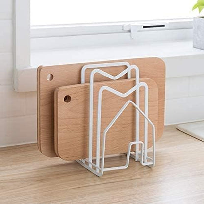 SUNFICON Cutting Board Rack Chopping Board Organizer Stand Holder Kitchen Countertop Pots Pan Lids Rack Organizer Flat Steel 4.92 x 5.7 x 8.47 in. Black