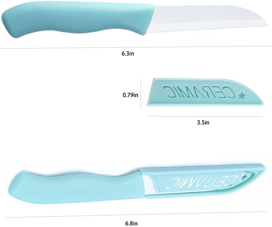 6 Pack Ceramic Paring Knife with Knife Cover, Lightweight Ceramic Knives, Fruit and Vegetable Small Knife (Mix)