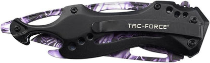 Tac-Force Folding Pocket Knife, 3.25-inch Serrated Blade, Orange Aluminum Handle, 7.75-inch Overall Length TF-705EM
