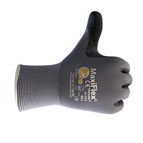 MaxiFlex Cut 34-8743 Cut Resistant Nitrile Coated Work Gloves with Green Knit Shell and Premium Nitrile Coated Micro-Foam Grip on Palm & Fingers