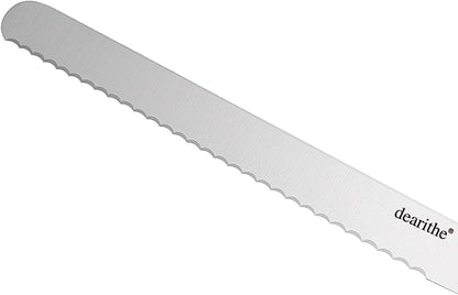bread knife With Sheath 10 Inch, Black Stainless Steel Sharp Wavy Edge Wide Bread Cutter, For Slicing Homemade Bread, Bagels, Cake,Dishwasher Safe