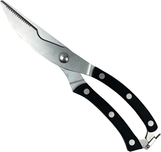 BBQ Butler Poultry Shears - Heavy Duty Chicken Shears - Meat Cutting, Poultry, Spatchcock Scissors - Black