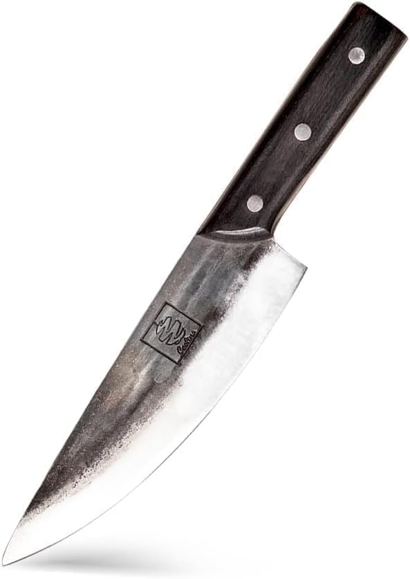 COOLINA Daozi 8" Butcher Knife, Hand-Forged High-Carbon Steel Cleaver for Heavy-Duty Meat Cutting, Slicing, Chopping, Brisket & BBQ, Full-Tang Forged Blade with Ergonomic Wood Handle