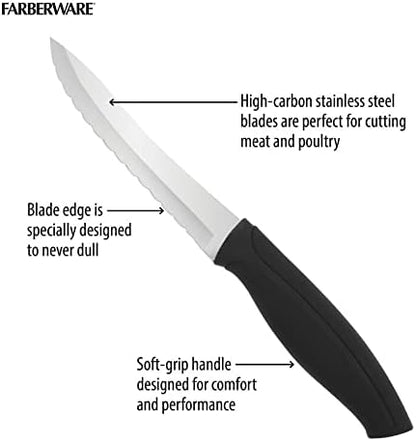 Farberware Soft Grip Serrated Utility Knife, 5.5-Inch, Green