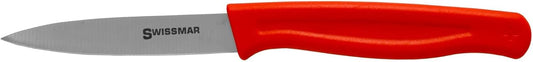 Swissmar Paring Knife – 3.5" German Stainless Steel Blade – Seamless One-Piece Tang with Red Polypropylene Handle – Swiss Made Precision – Safety Sleeve Included – Lightweight Kitchen Knife