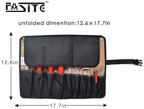 Roll Tool Pouch Rolling Tool Hanging Bag Multi Pockets Organizer PTN055, Dark Yellow