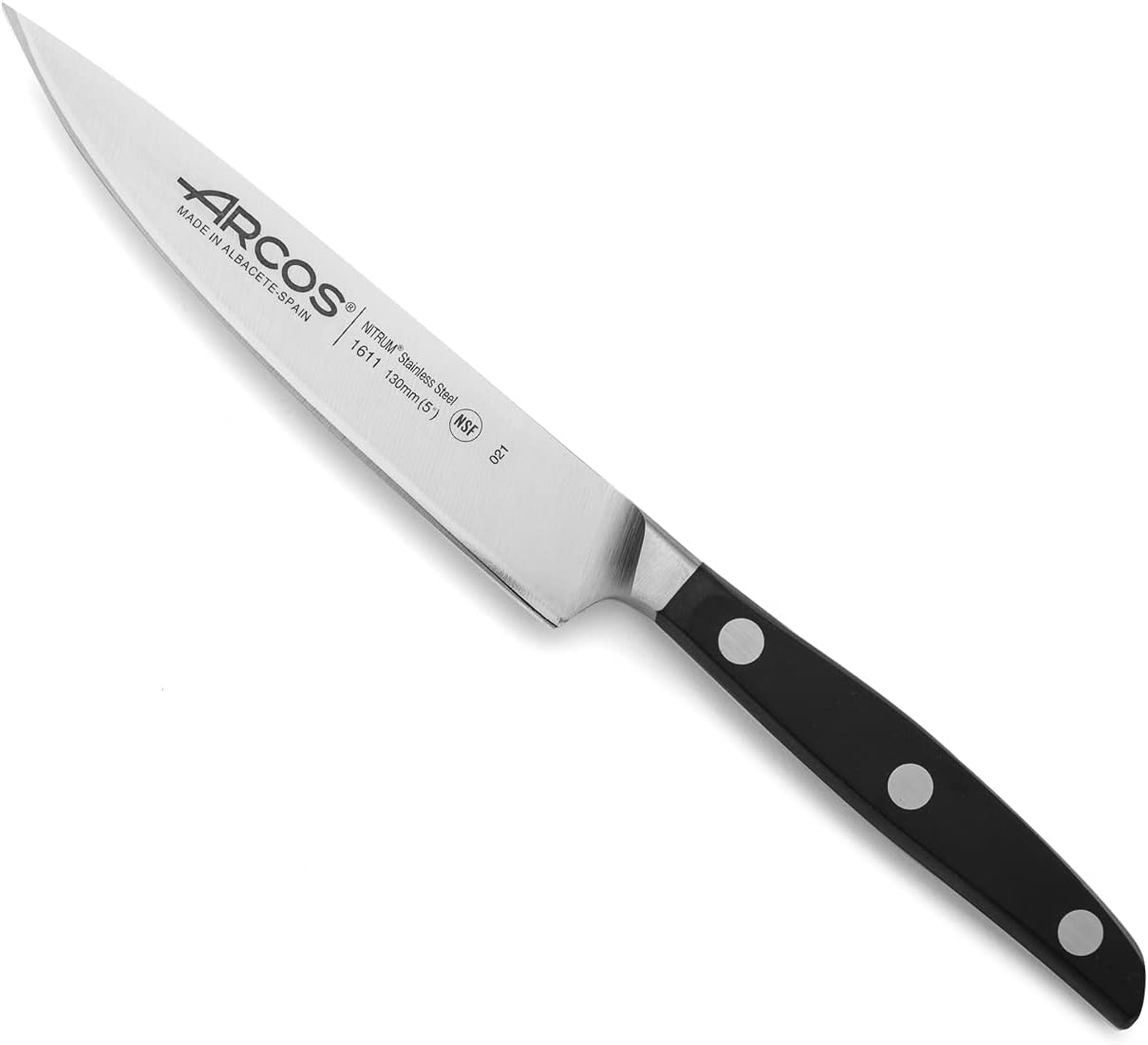 Arcos Forged Paring Knife 4 Inch Stainless Steel. Sharp Kitchen Knife for Peeling Fruits and Vegetables. Ergonomic Polyoxymethylene Handle and 100mm Blade. Series Manhattan. Color Black