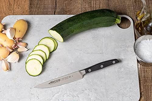 Arcos Forged Paring Knife 4 Inch Stainless Steel. Sharp Kitchen Knife for Peeling Fruits and Vegetables. Ergonomic Polyoxymethylene Handle and 100mm Blade. Series Manhattan. Color Black