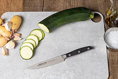 Arcos Forged Paring Knife 4 Inch Stainless Steel. Sharp Kitchen Knife for Peeling Fruits and Vegetables. Ergonomic Polyoxymethylene Handle and 100mm Blade. Series Manhattan. Color Black