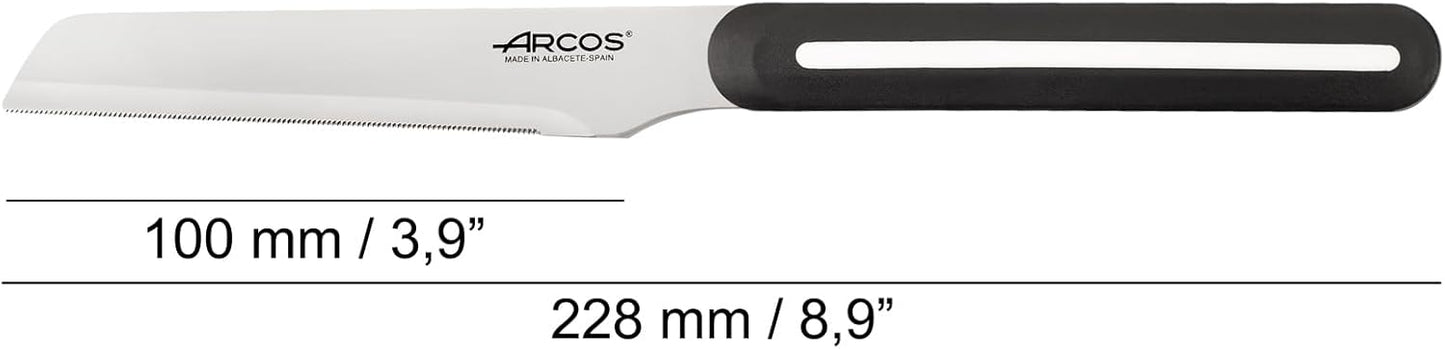 Arcos Paring Knife Set of 3 Pieces 4 Inch Stainless Steel. Colorful Kitchen Knives for Peeling Fruits and Vegetables. Ergonomic Polypropylene Handle. Serie B-Line. Color Orange, Red and Green.