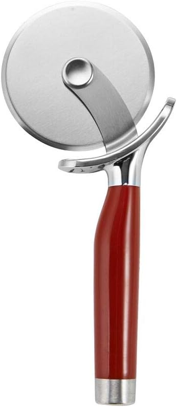 KitchenAid Gourmet Stainless Steel Pizza Wheel with Sharp Blade to Easily Cutting Pizza Crusts, Pies, and more, Finger Guard for Safety and Comfort Grip to Protect Fingers, Dishwasher Safe, Black