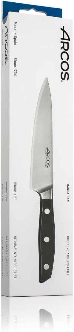 Arcos Forged Paring Knife 4 Inch Stainless Steel. Sharp Kitchen Knife for Peeling Fruits and Vegetables. Ergonomic Polyoxymethylene Handle and 100mm Blade. Series Manhattan. Color Black