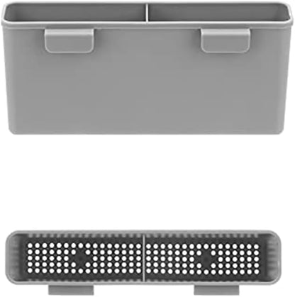 SANNO Dish Rack Utensil Holder, Hanging Cutlery Drainer Caddy with Hooks, 2 Compartment Flatware Organizer for Forks, Spoons, Knives, Fits Over Most Dish Drying Racks, Black