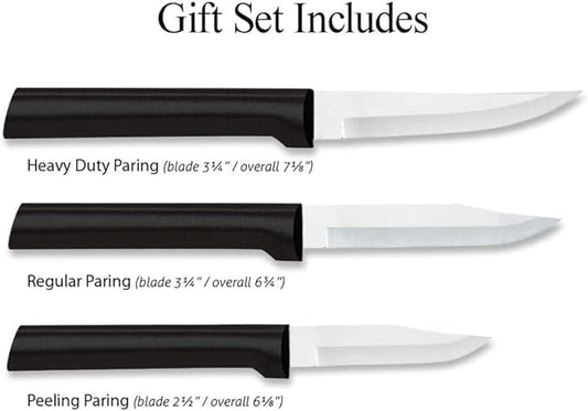 Rada Cutlery Paring Knives Galore ProPack (DS01), 3-Piece Knife Set, Stainless Steel Blades, Silver Handle